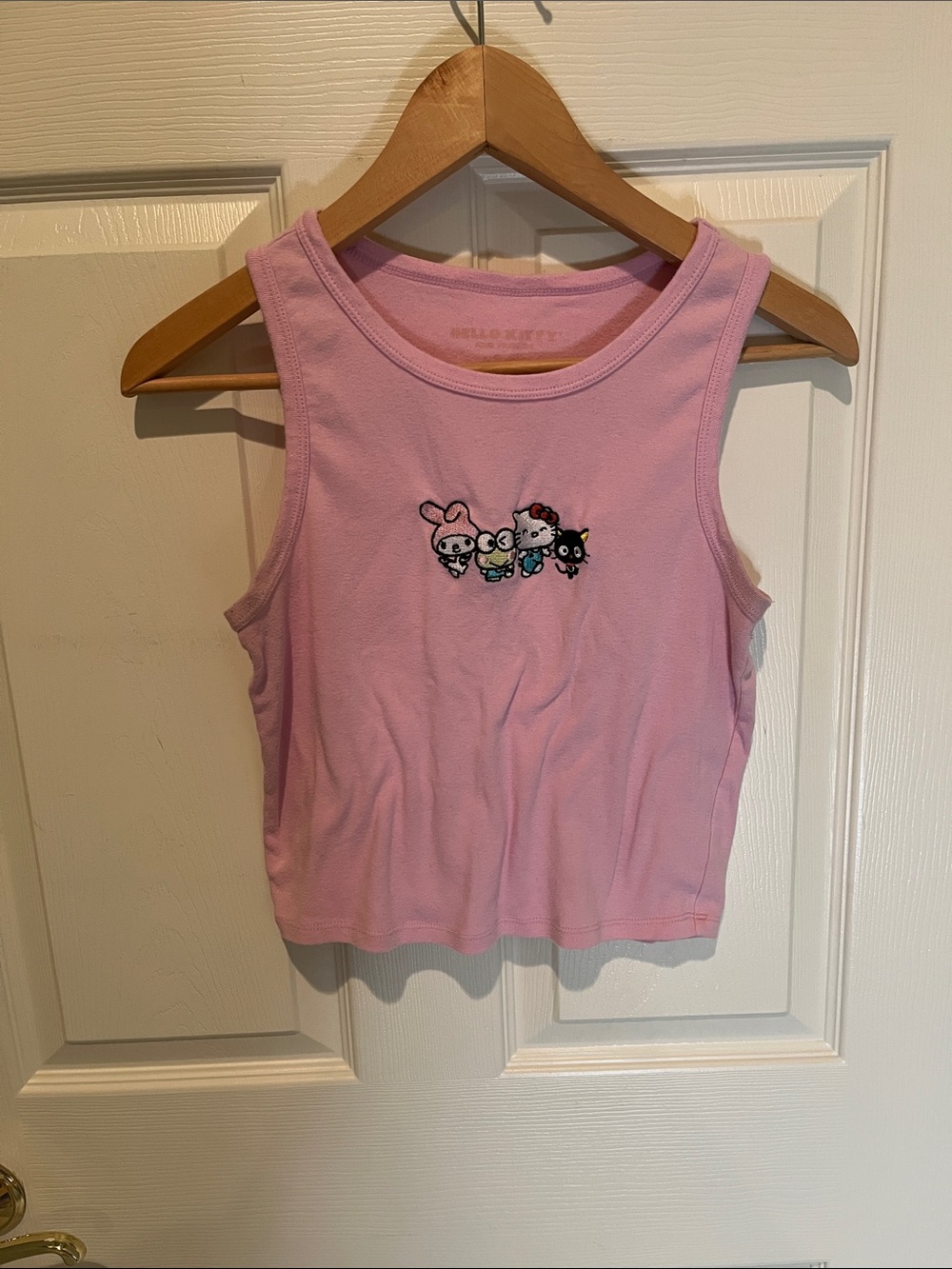 Sanrio Light Pink Sleeveless Tank Top with Character Embroidery